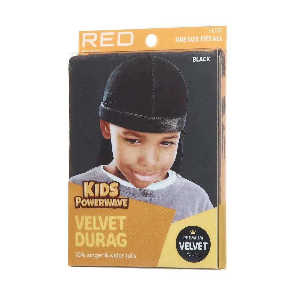 Red by Kiss Kids Power Wave Velvet Durag – Soft Velvet Compression - Image 3