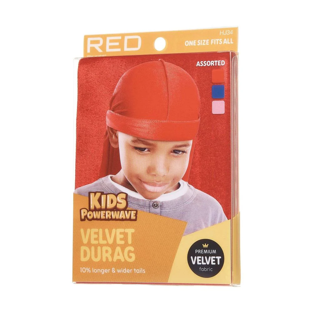 Red by Kiss Kids Power Wave Velvet Durag – Soft Velvet Compression - Image 4
