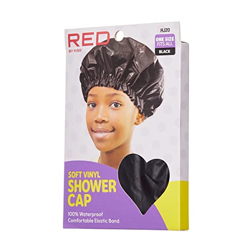 Red by Kiss Kids Soft Vinyl Shower Cap – Waterproof Hair Protection for Bath Time - Image 3