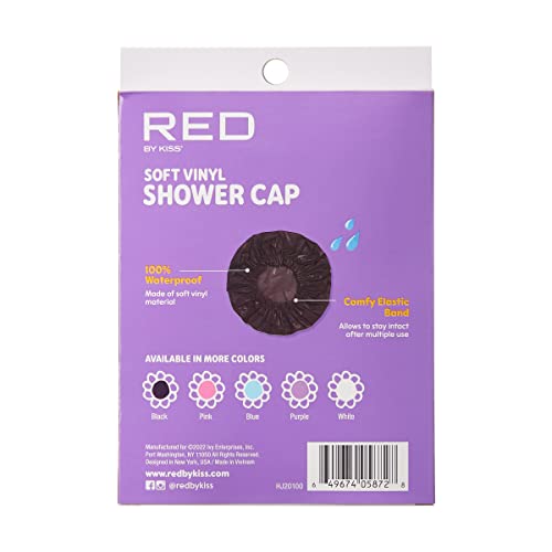 Red by Kiss Kids Soft Vinyl Shower Cap – Waterproof Hair Protection for Bath Time - Image 4