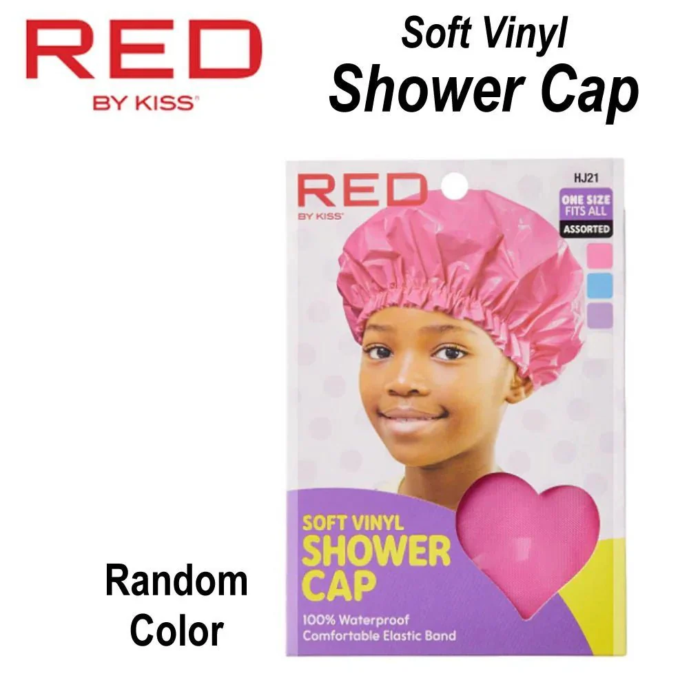 Red by Kiss Kids Soft Vinyl Shower Cap – Waterproof Hair Protection for Bath Time - Image 5