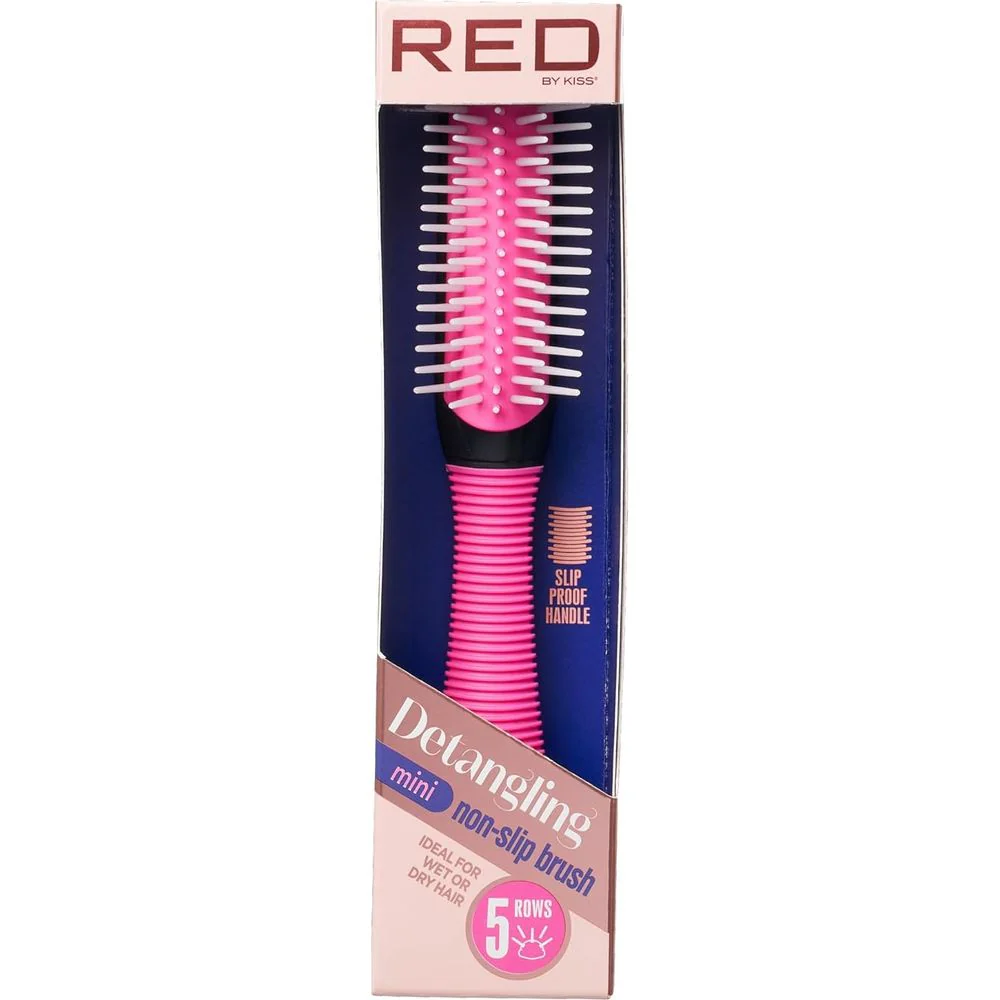 Red by Kiss Detangling Mini Non-Slip Brush – 5-Row Mini Brush