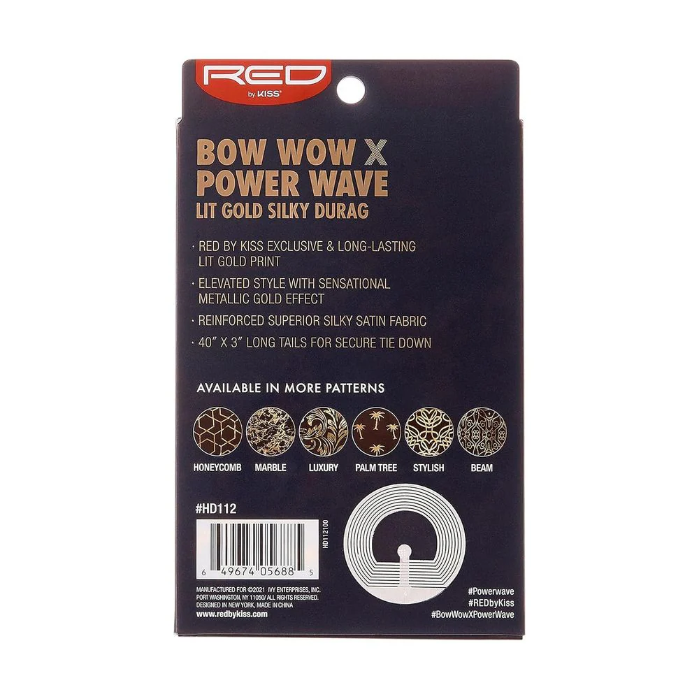 Red by Kiss Premium Bow Wow X Power Wave Lit Gold Silky Durag - Image 14
