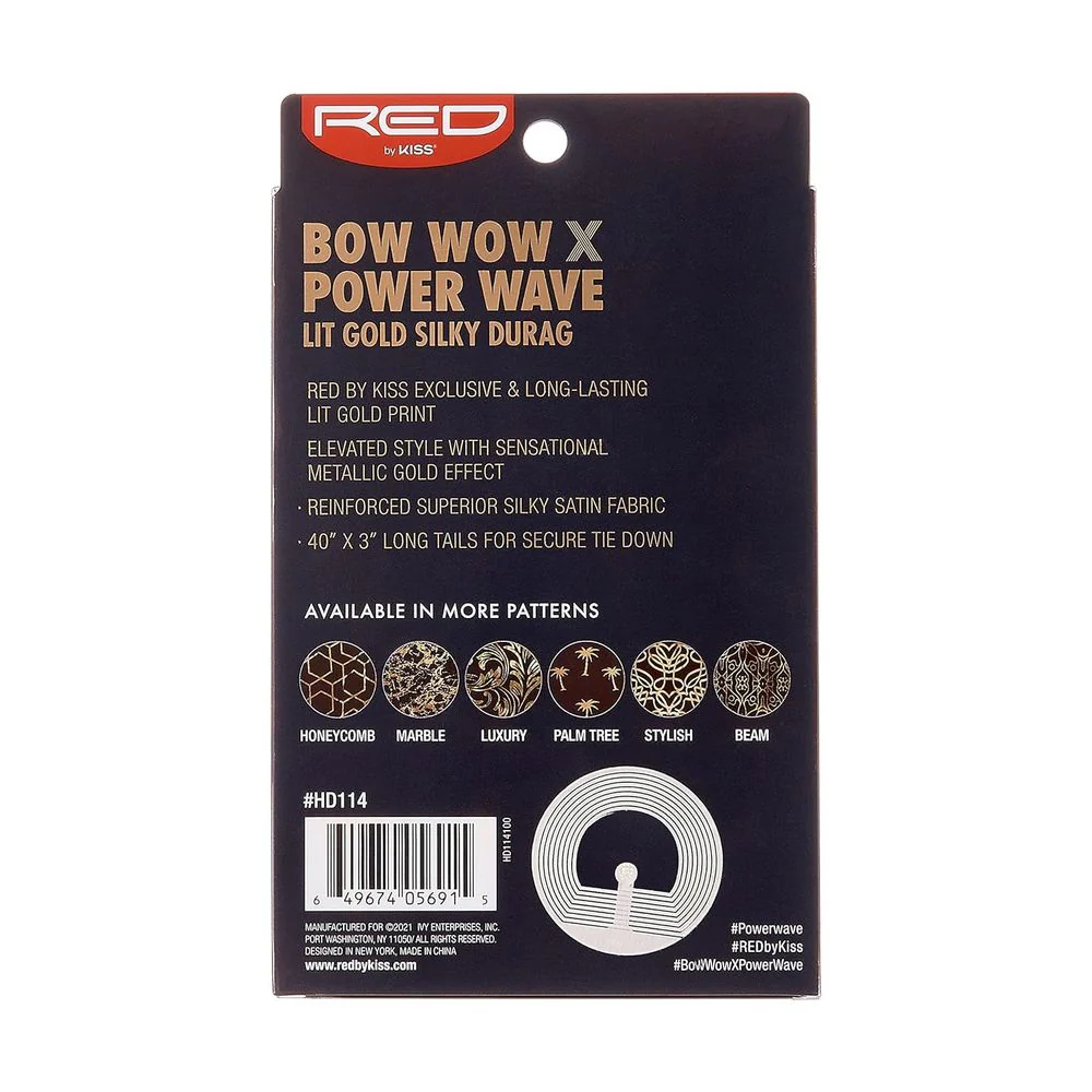 Red by Kiss Premium Bow Wow X Power Wave Lit Gold Silky Durag - Image 16