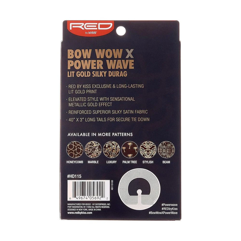 Red by Kiss Premium Bow Wow X Power Wave Lit Gold Silky Durag - Image 17