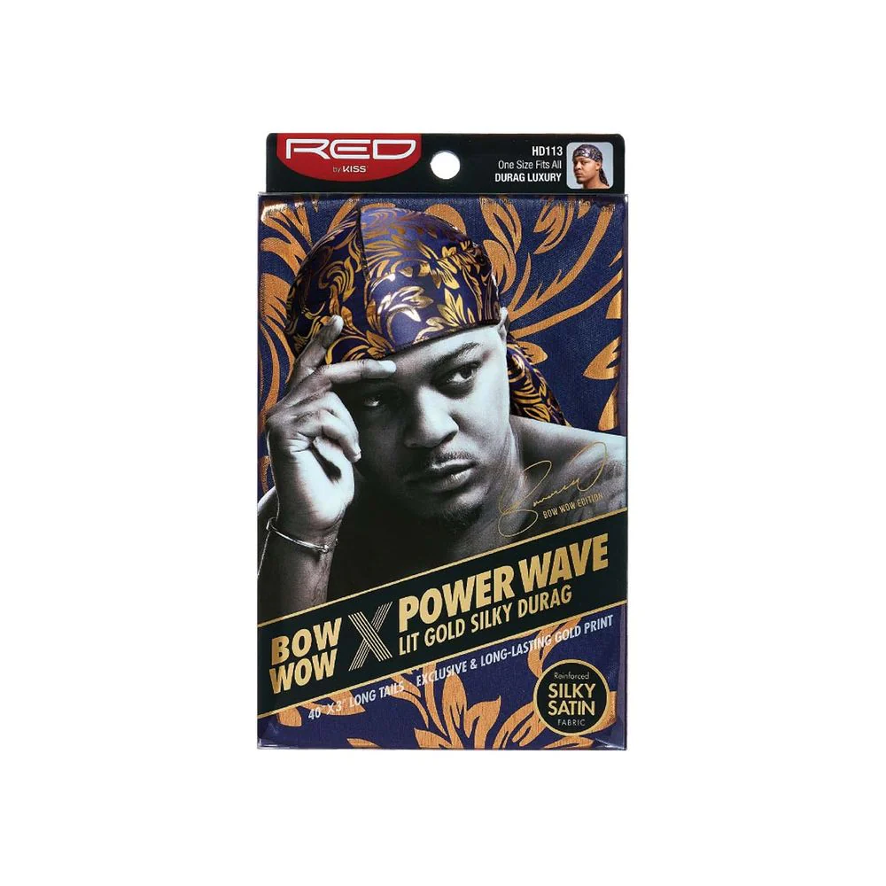 Red by Kiss Premium Bow Wow X Power Wave Lit Gold Silky Durag - Image 3