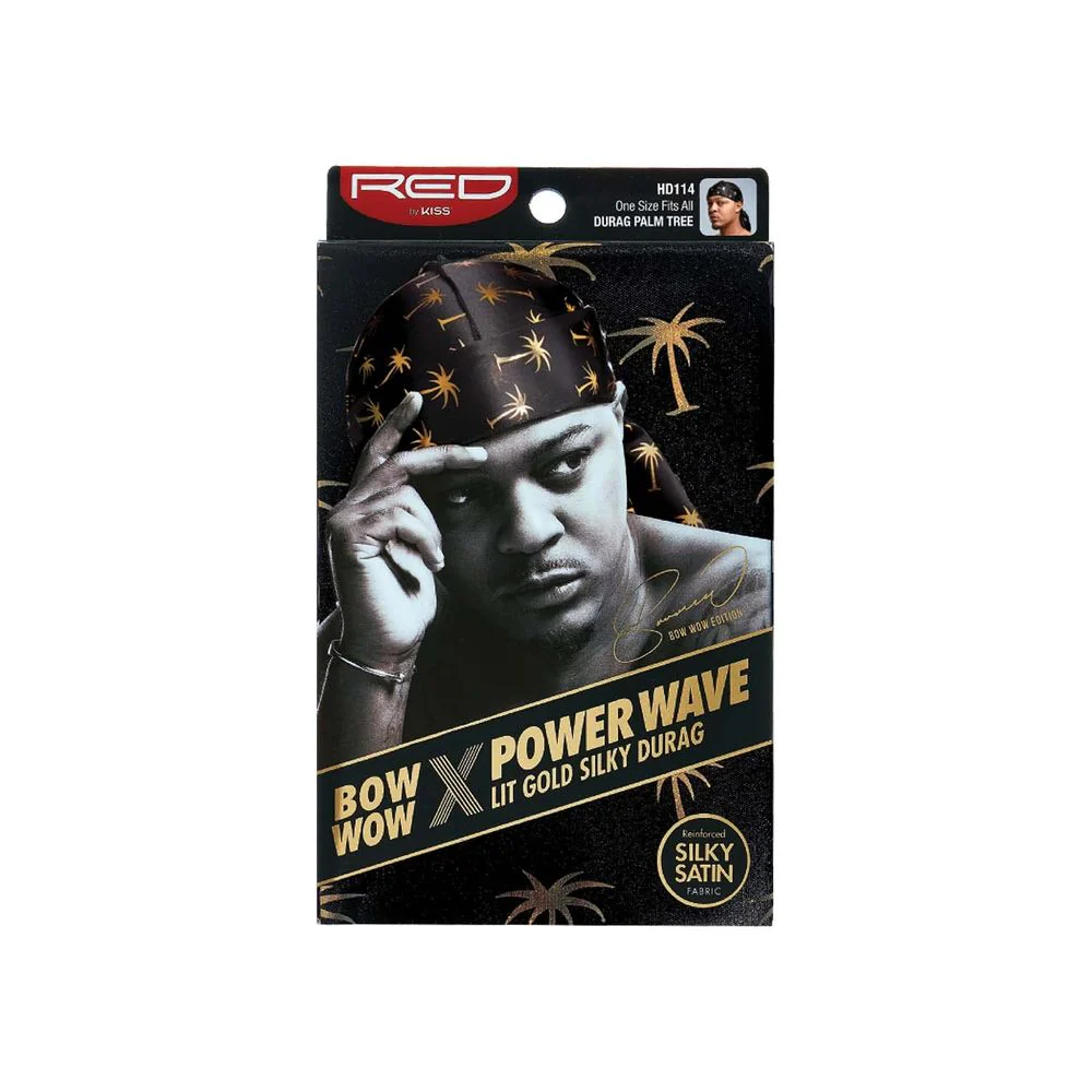 Red by Kiss Premium Bow Wow X Power Wave Lit Gold Silky Durag - Image 4