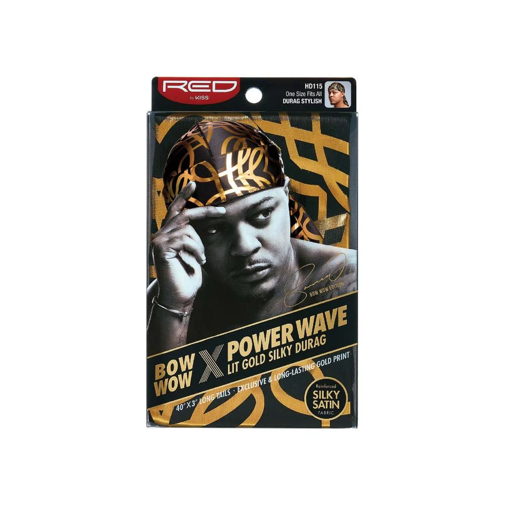 Red by Kiss Premium Bow Wow X Power Wave Lit Gold Silky Durag - Image 5