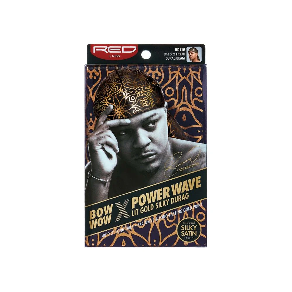 Red by Kiss Premium Bow Wow X Power Wave Lit Gold Silky Durag - Image 6