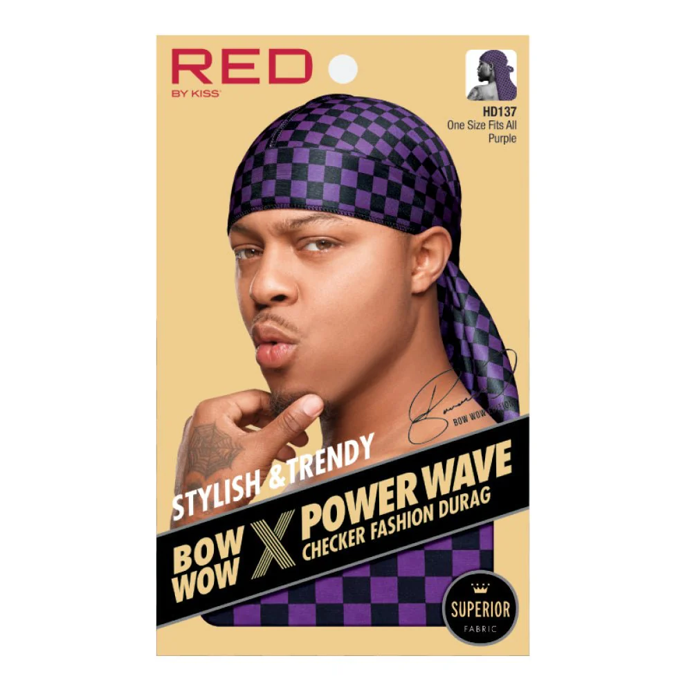 Red by Kiss Premium Bow Wow Power Wave Checker Fashion Durag - Image 4