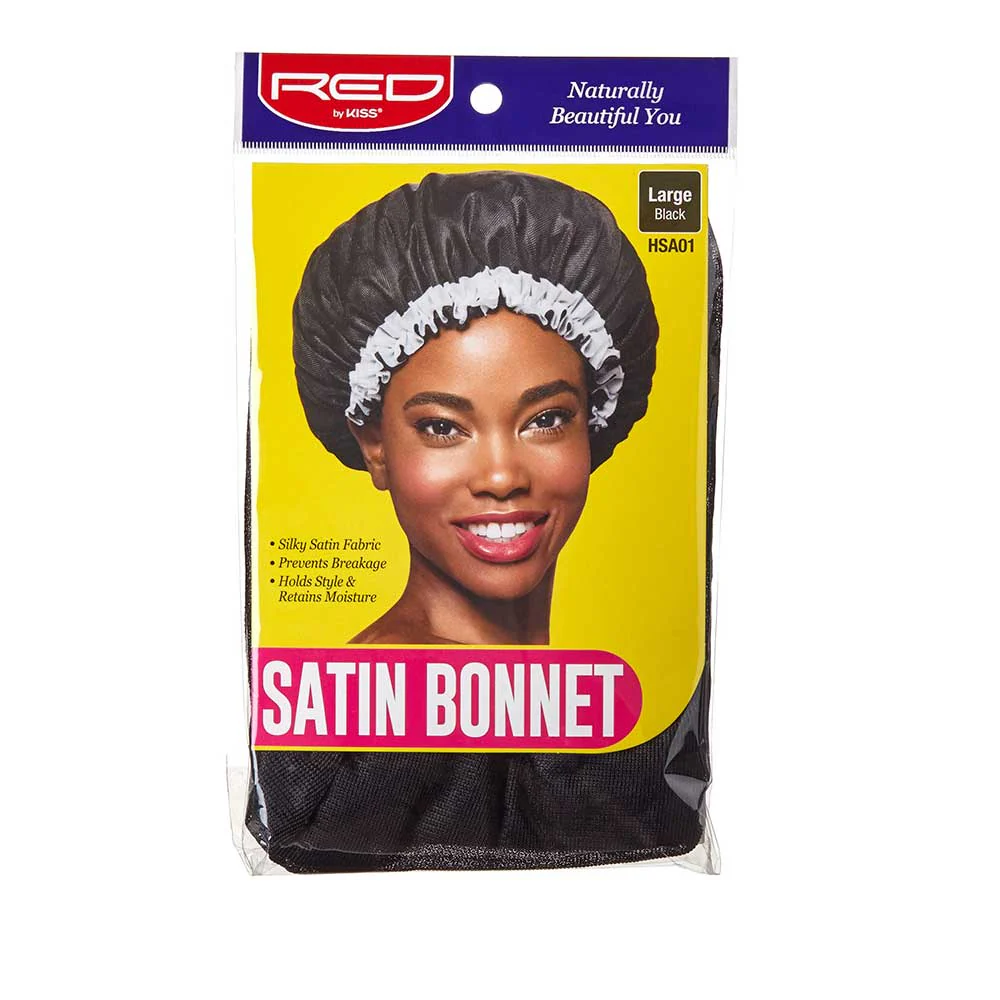 Red by Kiss Satin Bonnet Black – Large, XL & X-Jumbo
