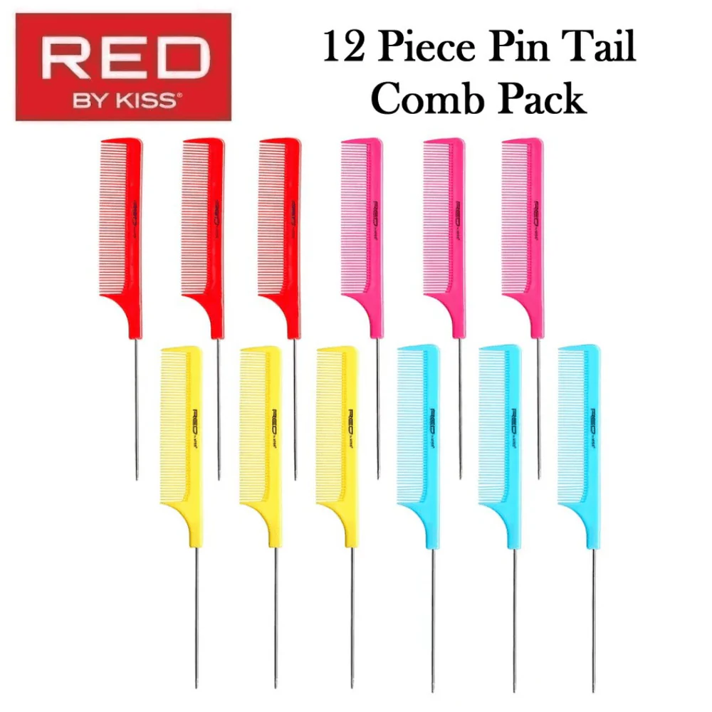 Red by Kiss Pin Tail Comb Set –Anti-Static 12 pcs