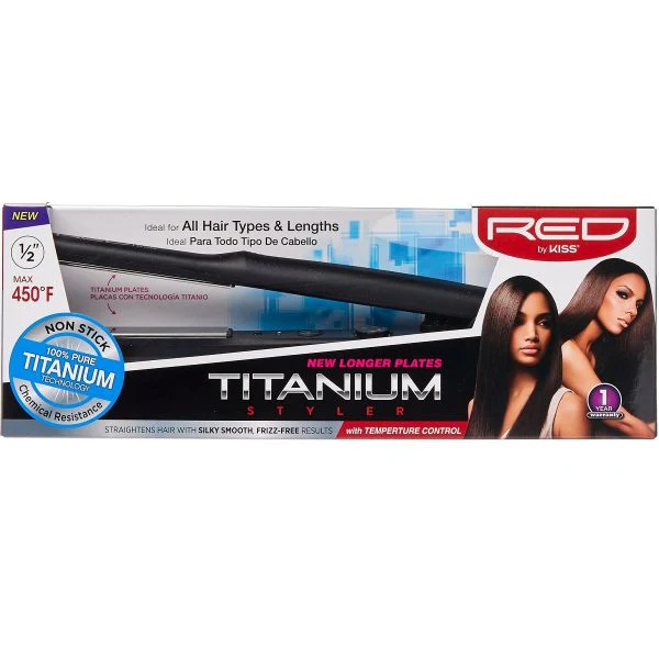 Red by Kiss Titanium Styler Flat Iron 1/2" - Image 2