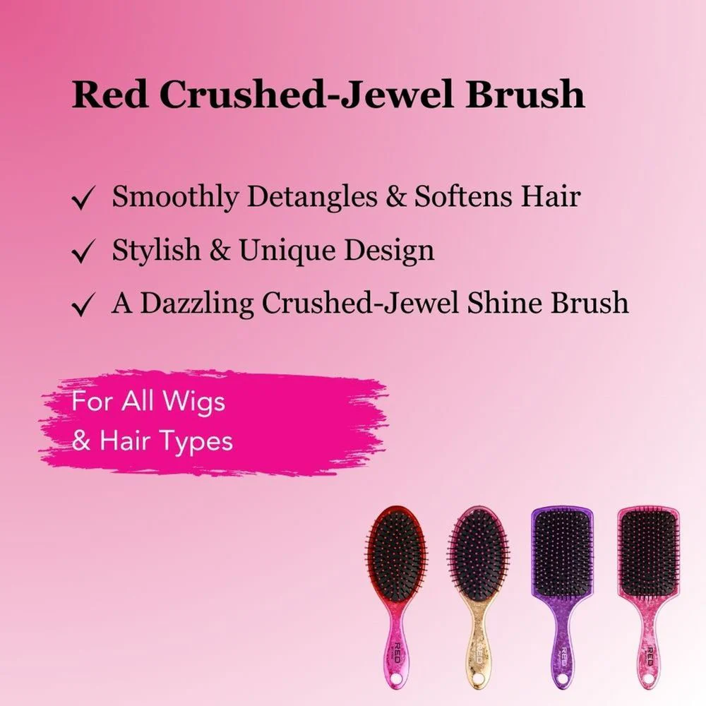 Red Crushed Jewel Hair Brush – Oval & Square - Image 11