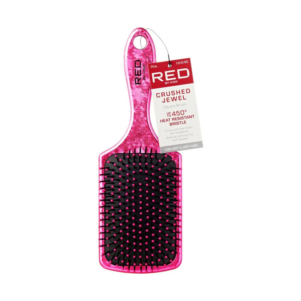 Red Crushed Jewel Hair Brush – Oval & Square - Image 9