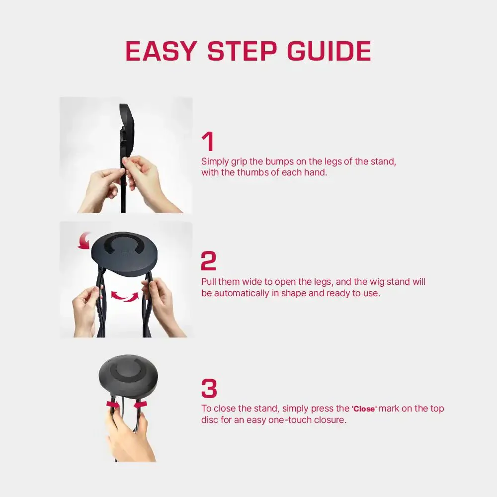 RED One Touch Foldable Wig Stand - Image 5