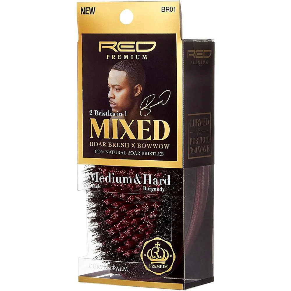 RED 360 Power BR-01 Mixed Club Boar Brush X Bow Wow - Medium & Hard Bristle - Image 2