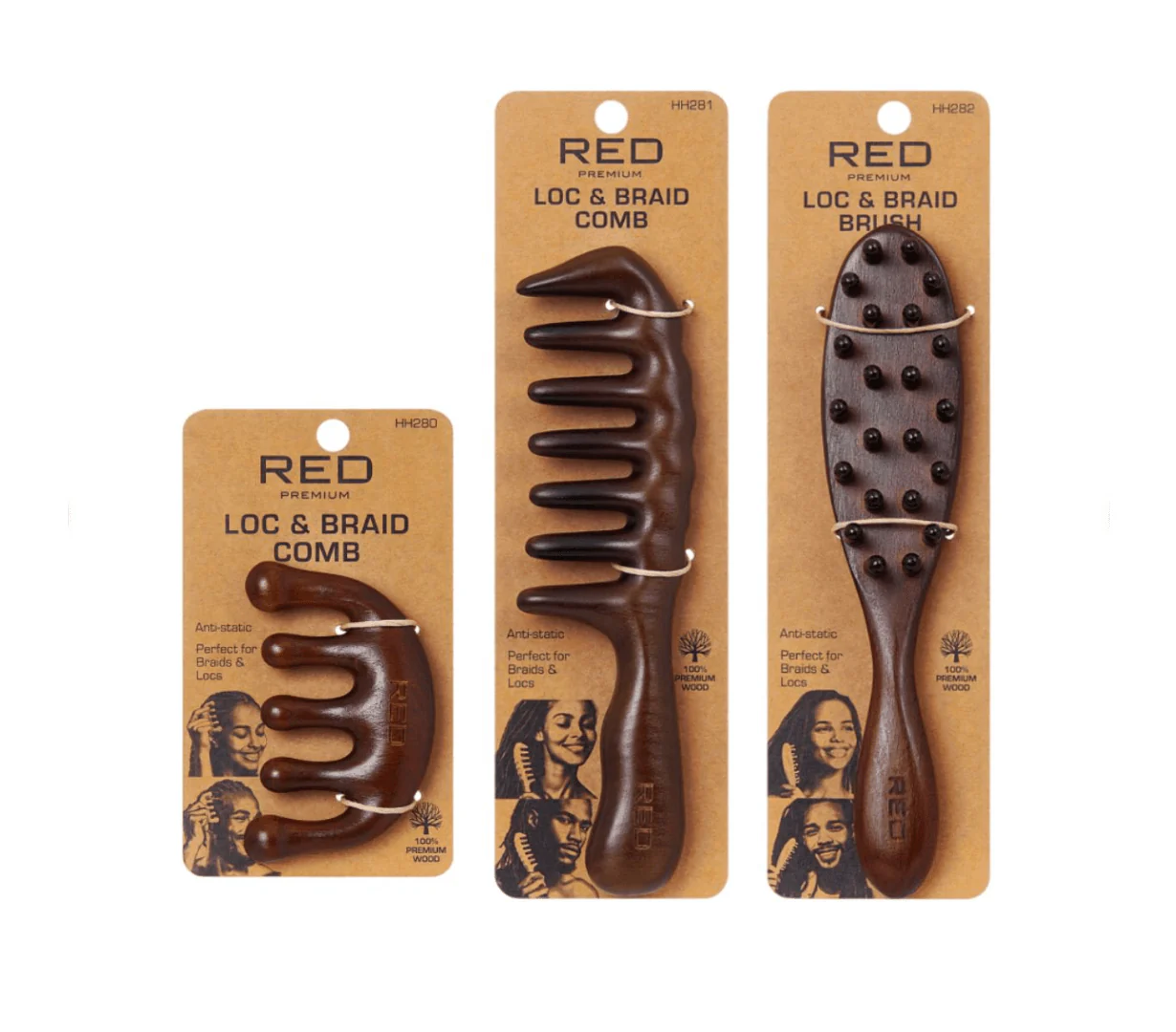 Red Premium Loc & Braid Brush & Comb