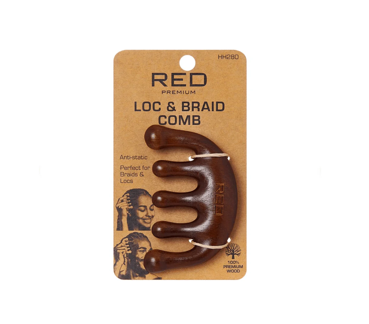 Red Premium Loc & Braid Brush & Comb - Image 2