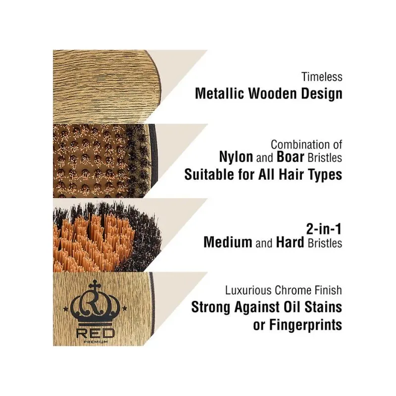 RED Metallic Boar Brush - Mixed Bristle - Image 5