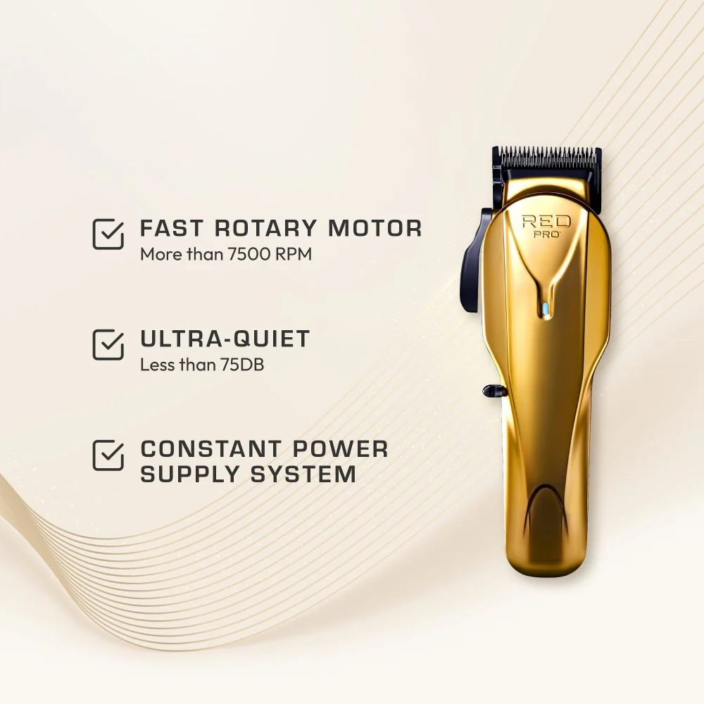Red Pro Cordless Clipper – Matte Gold / Black - Image 3