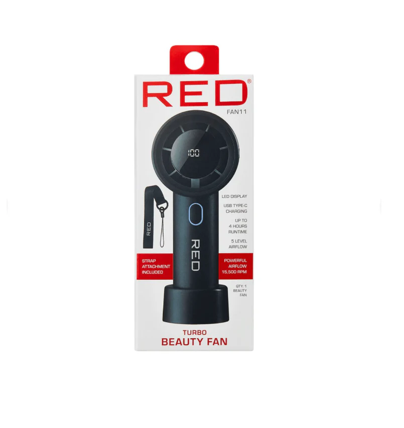 Red Turbo Beauty Fan Portable Rechargeable Fan - Image 2