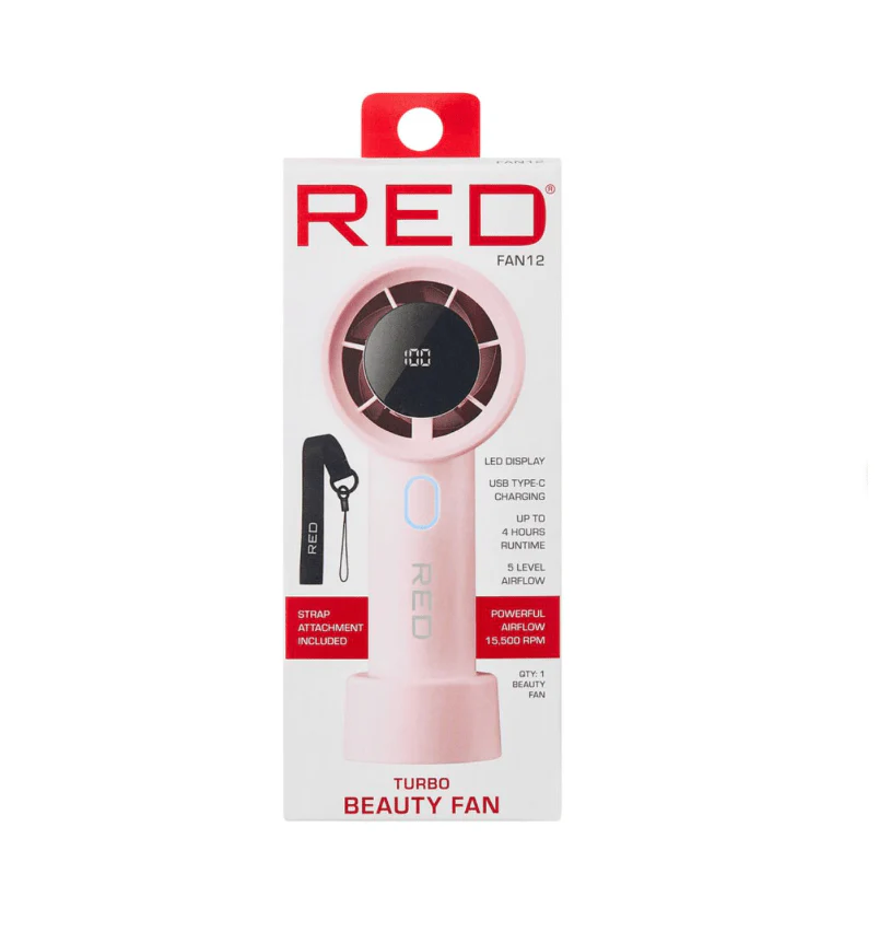 Red Turbo Beauty Fan Portable Rechargeable Fan - Image 3