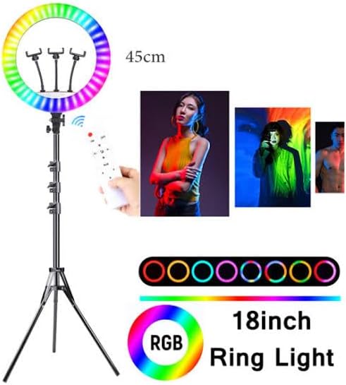 RGB Selfie Ring Light Studio Kit with Tripod - 3 Phone Mount - Image 6