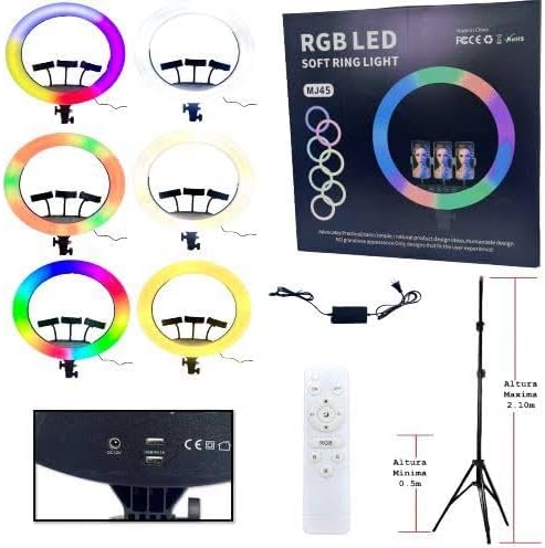 RGB Selfie Ring Light Studio Kit with Tripod - 3 Phone Mount - Image 8