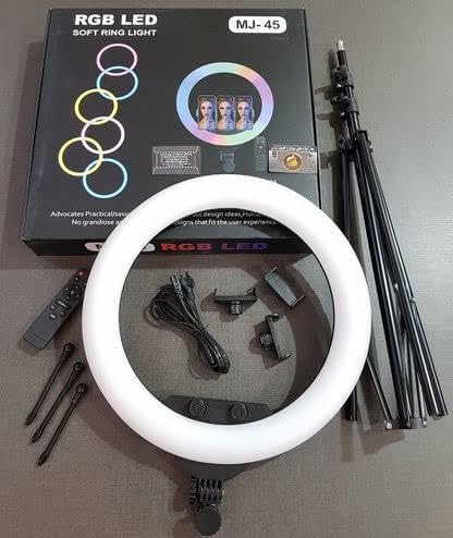 RGB Selfie Ring Light Studio Kit with Tripod - 3 Phone Mount - Image 9