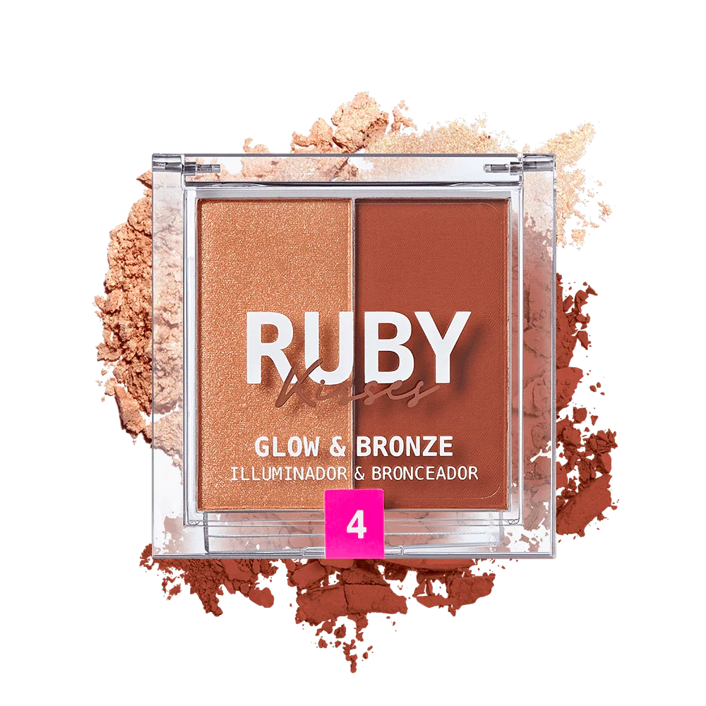 Ruby Kisses Glow & Bronze Highlighter Bronzer Duo – 2-in-1 Radiant Finish 4 Shades - Image 11