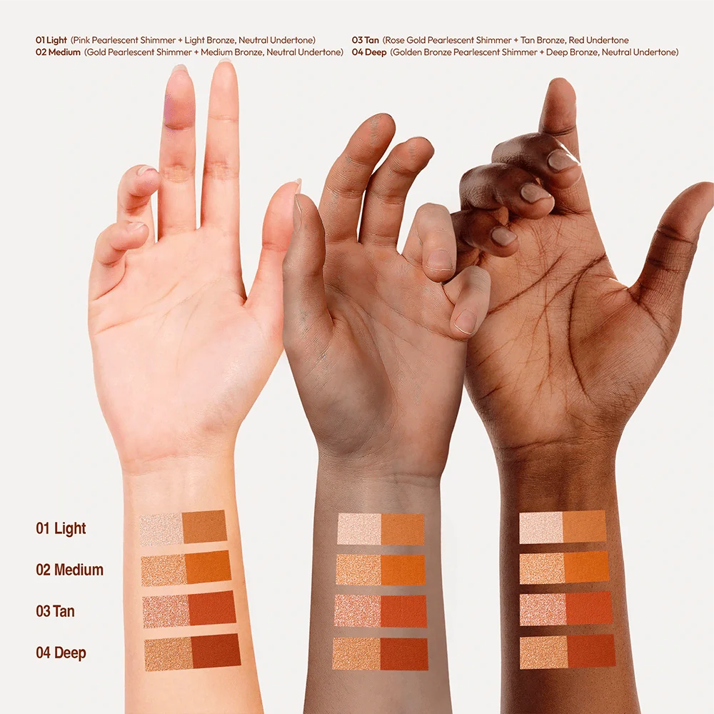 Ruby Kisses Glow & Bronze Highlighter Bronzer Duo – 2-in-1 Radiant Finish 4 Shades - Image 4
