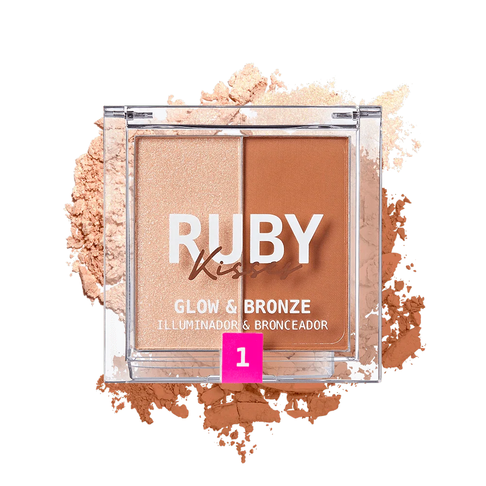 Ruby Kisses Glow & Bronze Highlighter Bronzer Duo – 2-in-1 Radiant Finish 4 Shades - Image 5