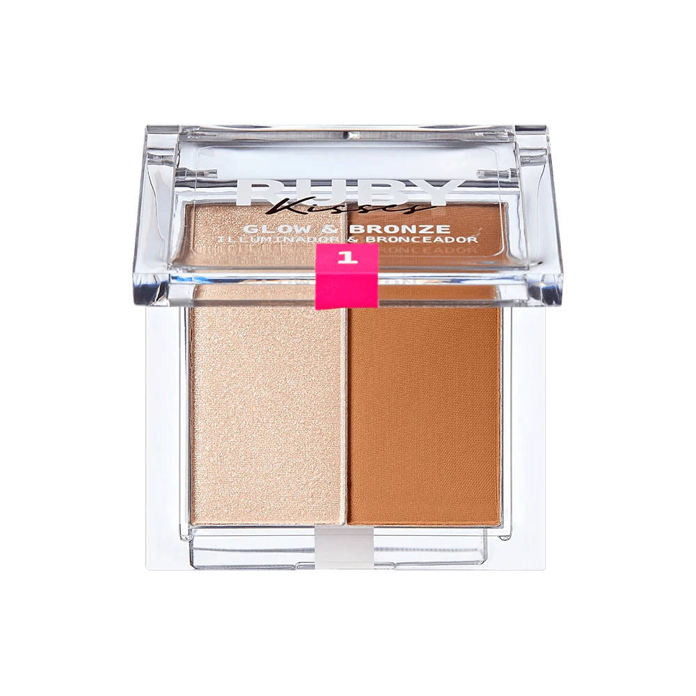 Ruby Kisses Glow & Bronze Highlighter Bronzer Duo – 2-in-1 Radiant Finish 4 Shades - Image 6