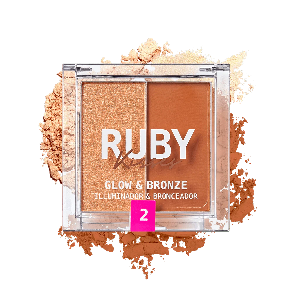 Ruby Kisses Glow & Bronze Highlighter Bronzer Duo – 2-in-1 Radiant Finish 4 Shades - Image 7