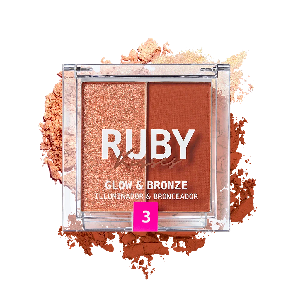 Ruby Kisses Glow & Bronze Highlighter Bronzer Duo – 2-in-1 Radiant Finish 4 Shades - Image 9