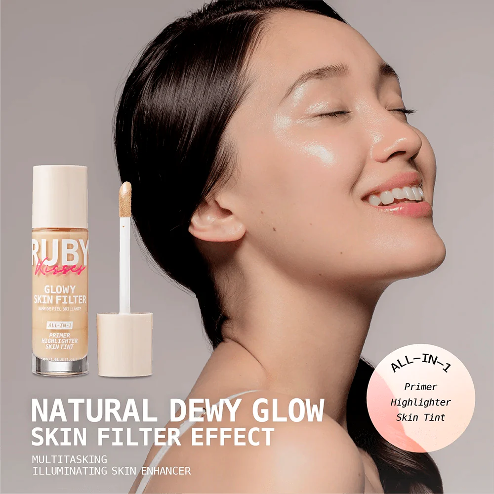Ruby Kisses Glowy Skin Filter Foundation – 3-in-1 Primer, Skin Tint & Highlighter 10 Shades - Image 2