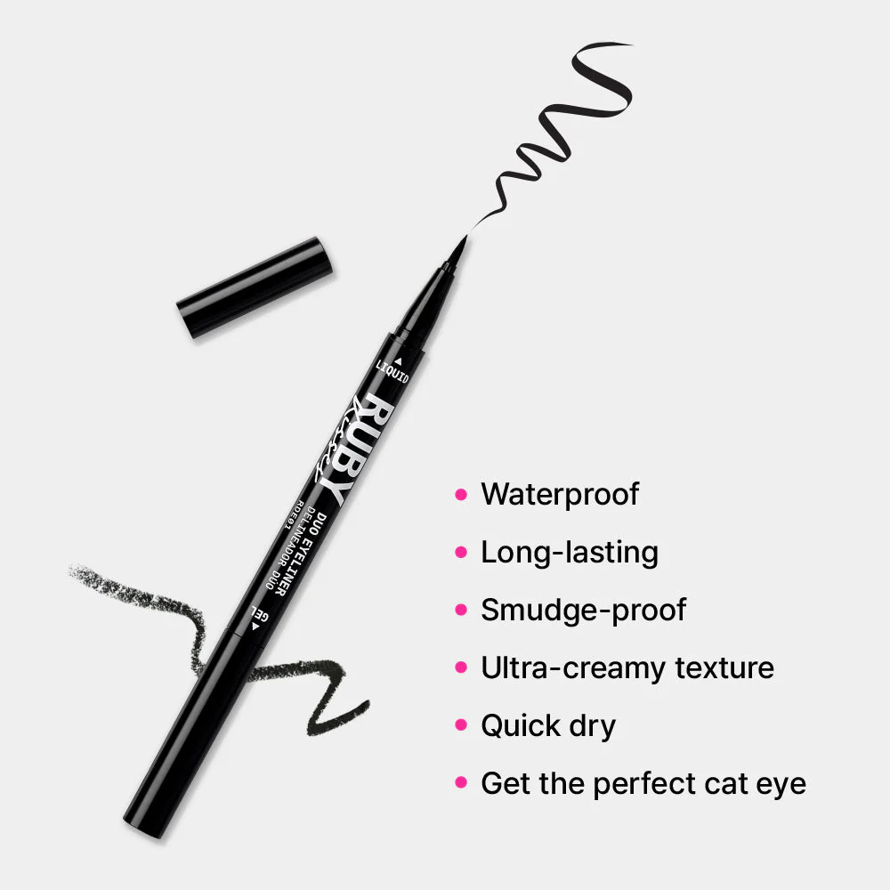 Ruby Kisses Waterproof Liquid & Gel Duo Eyeliner - 2-in-1 Control - Image 4
