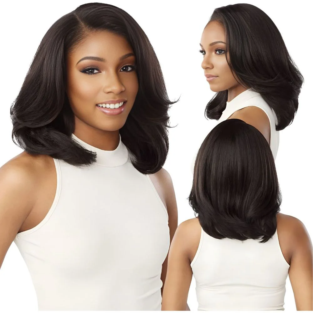 Sensationnel Kinky Edges 13x6 Synthetic HD Lace Front Wig - Kinky Layered Blow Out 14"