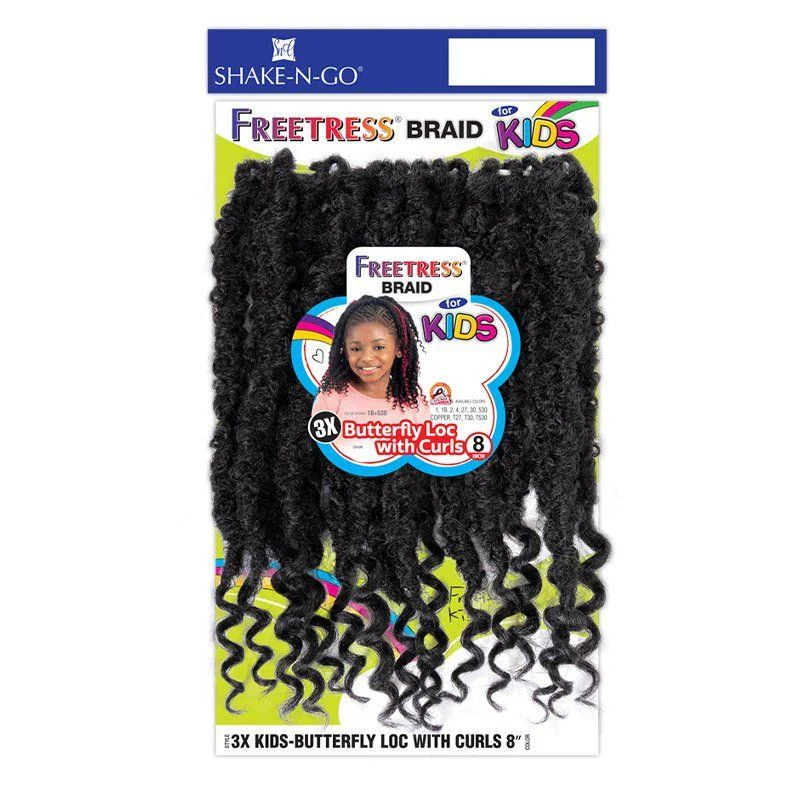 Shake n Go Freetress 3X Synthetic Braid - Kids Butterfly Loc with Curls 8"