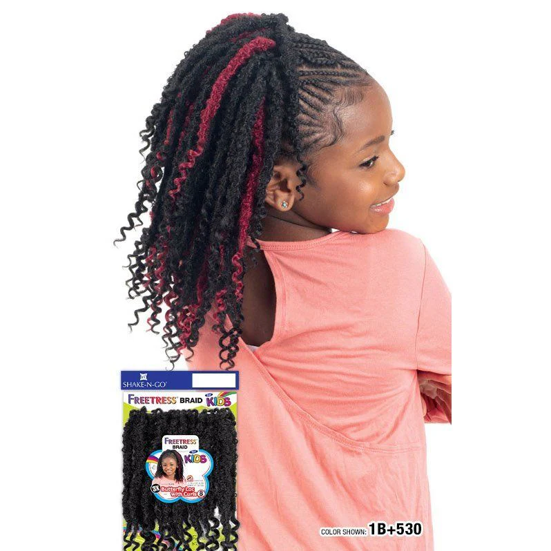 Shake n Go Freetress 3X Synthetic Braid - Kids Butterfly Loc with Curls 8" - Image 3