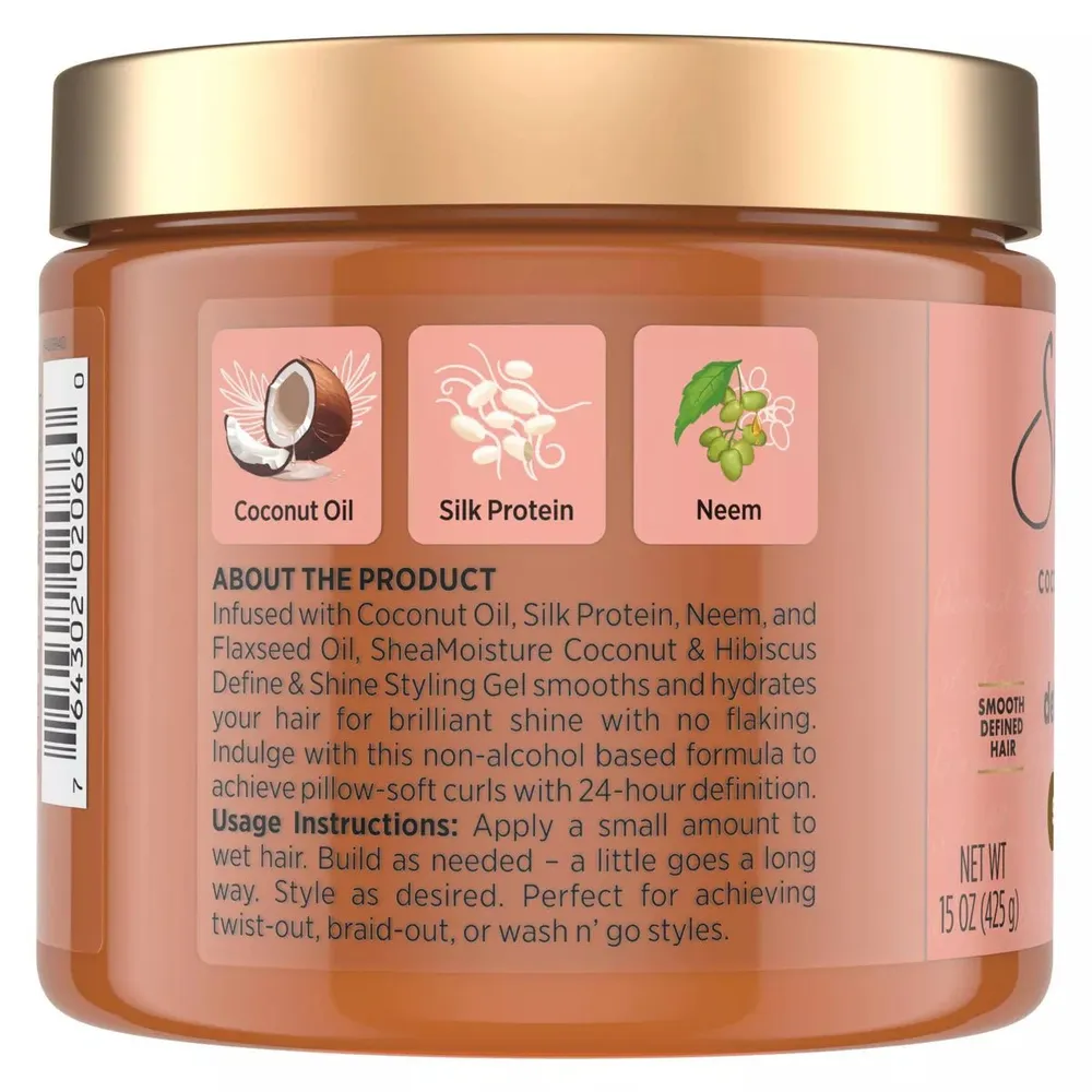 SheaMoisture Coconut & Hibiscus + Flaxseed Defining Styling Hair Gel - 15oz - Image 2