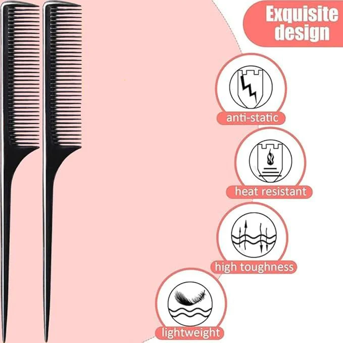 Sturdy Fine-Tooth Rat Tail Comb with Long Handle - Image 4