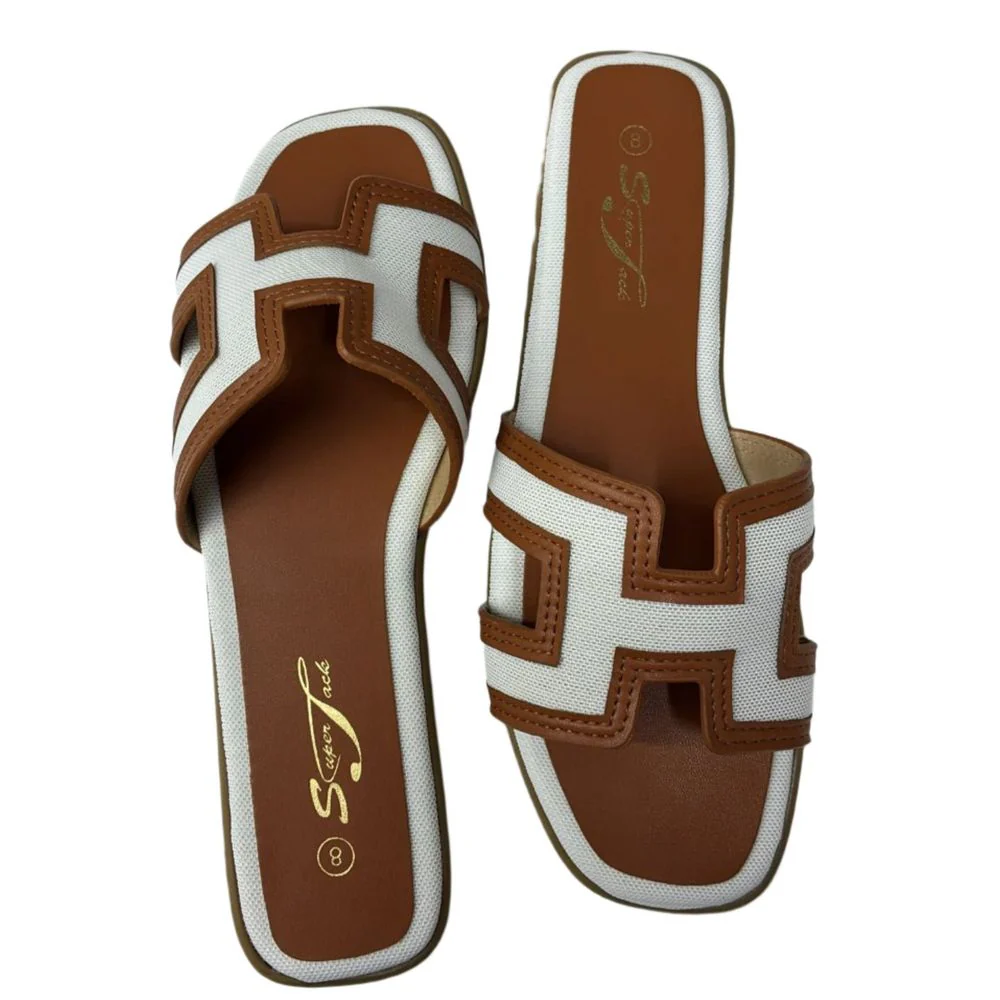 SuperJack White/Brown Sandal – Style SJ2501 - Image 3