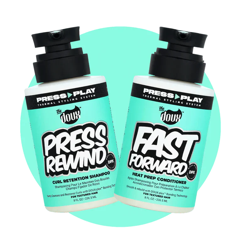 The Doux Press Rewind Shampoo and Fast Forward Conditioner Set - 8 oz