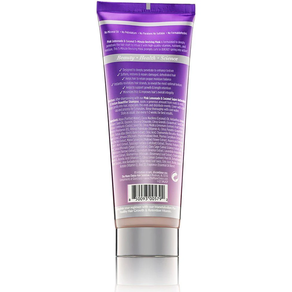 The Mane Choice Pink Lemonade & Coconut Super Antioxidant 5-Minute Reviving Mask 8oz - Image 3