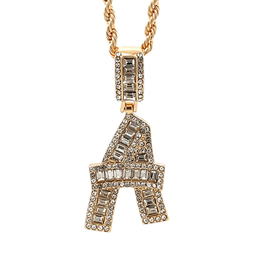 The One Jewelry Baguette Initial Necklace - Letter Pendant