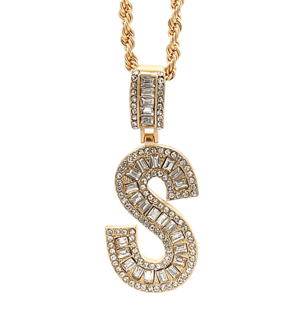 The One Jewelry Baguette Initial Necklace - Letter Pendant - Image 11