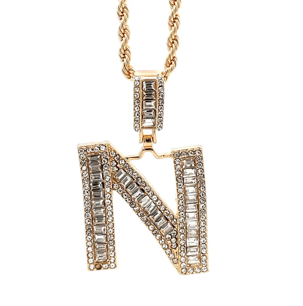 The One Jewelry Baguette Initial Necklace - Letter Pendant - Image 2