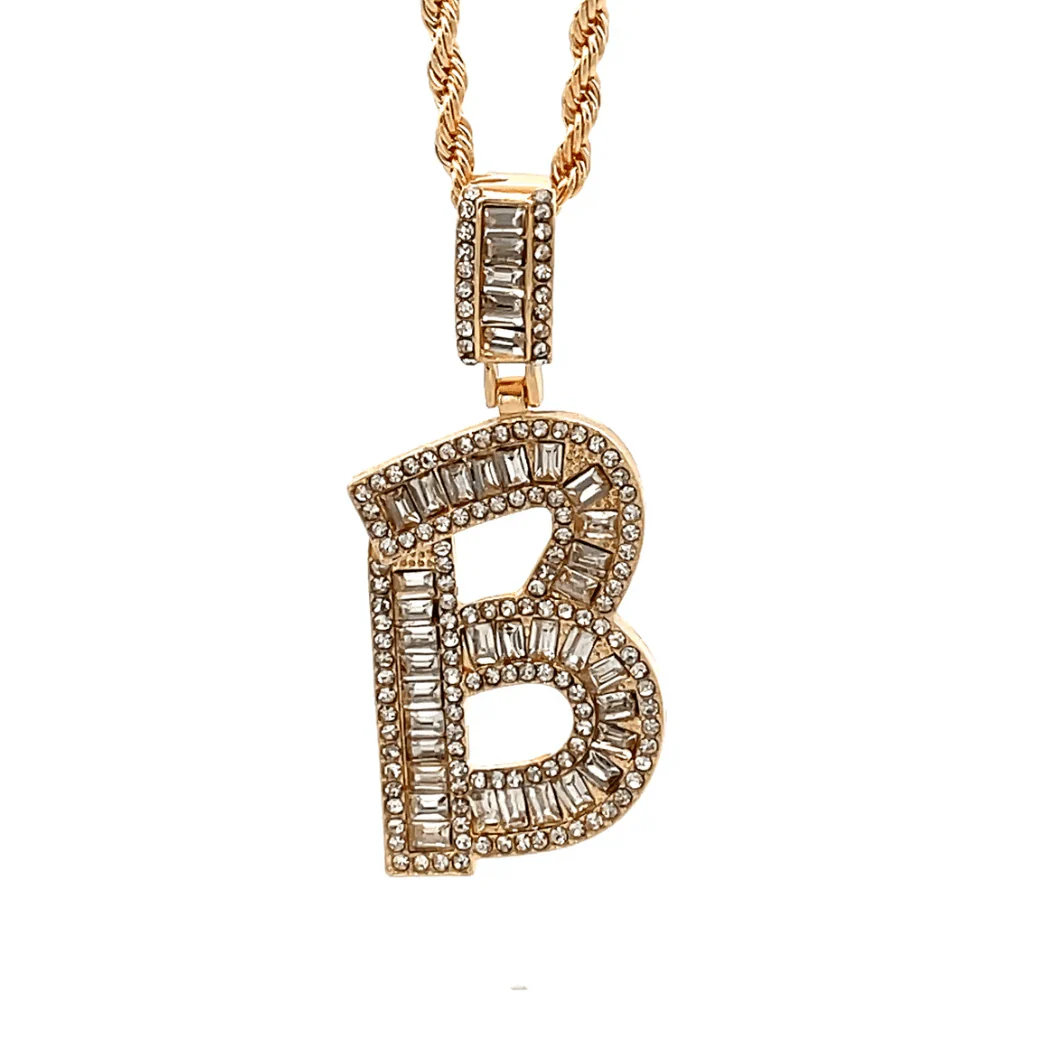 The One Jewelry Baguette Initial Necklace - Letter Pendant - Image 7